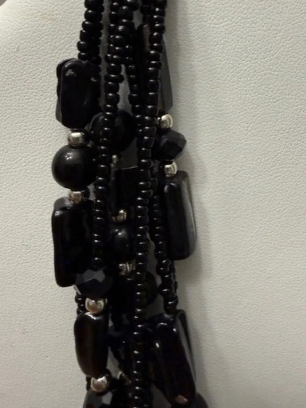 Black Multi-Strand Beaded Necklace